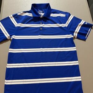 Nike Men's Blue Striped Polo Shirt S